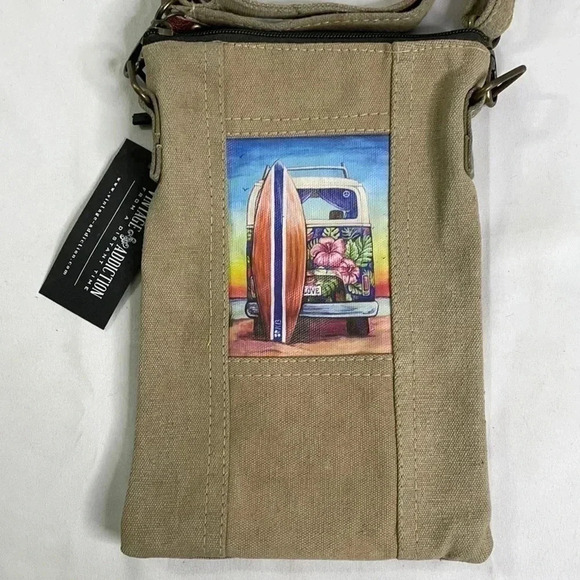 Vintage Addiction Handbags - NWT VW Themed Summer Lovin Recycled Military Tent Tote Crossbody